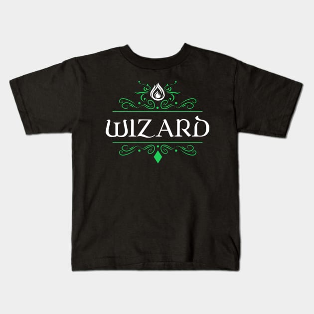 Wizard Character Class Tabletop RPG Gaming Kids T-Shirt by pixeptional